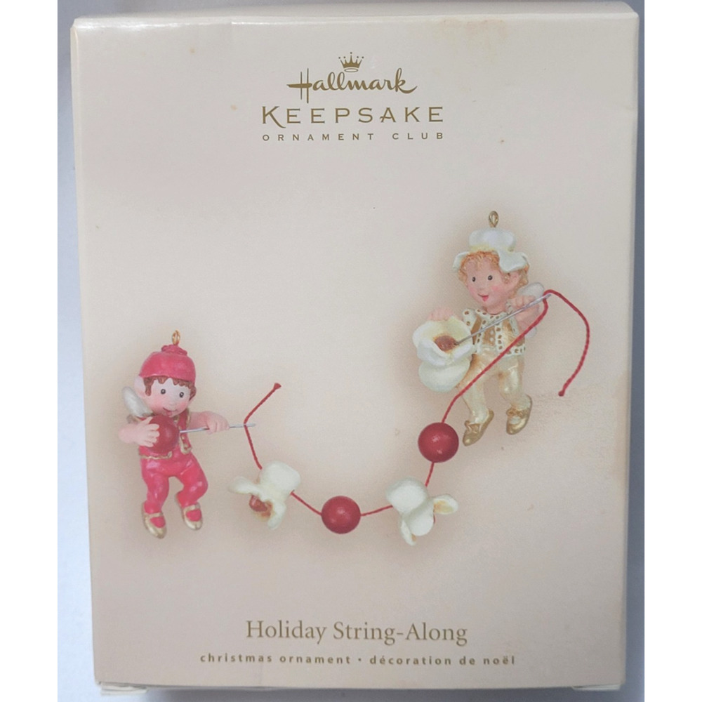 New Hallmark 2007 Holiday String-Along Elves Popcorn String Cranberries